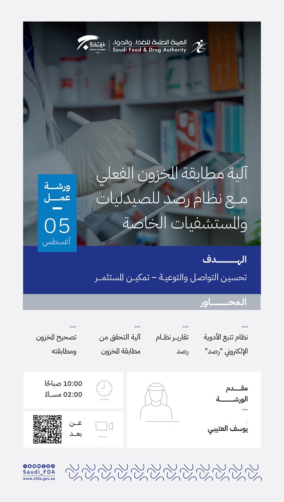 آلية مطابقة المخزون الفعلي مع نظام رصد للصيدليات والمستشفيات