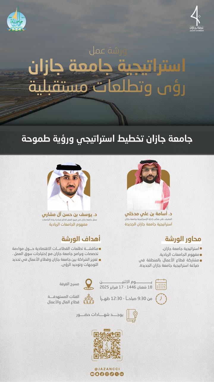 تطوير الخطة الاستراتيجية لجامعة جازان وفقا لاحتياجات سوق العمل